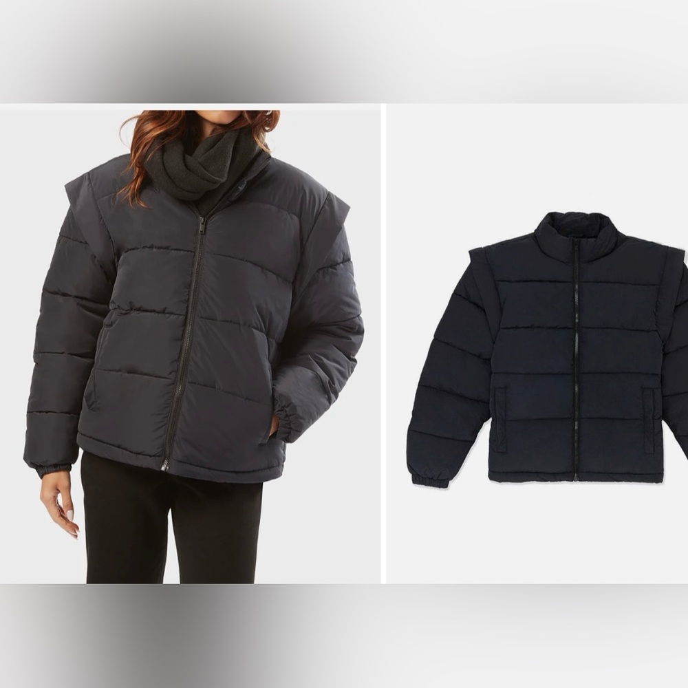 WeWoreWhat - Snap Off Sleeve Nylon Puffer Jacket Black / M